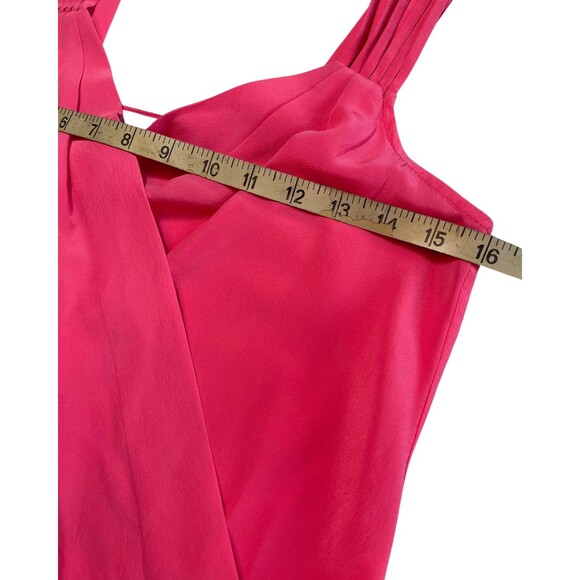 Amanda Uprichard Blouse Top 100 Percent Silk Hot Pink Sleeveless Surplice Wrap S - Picture 5 of 14
